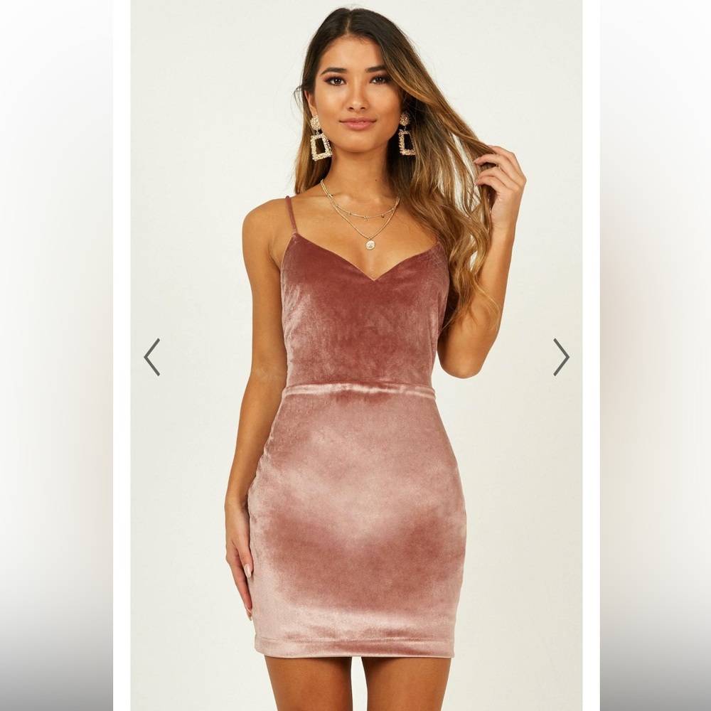Showpo Take My Chances Dusty Rose Velvet Size  US 8 Bodycon Dress